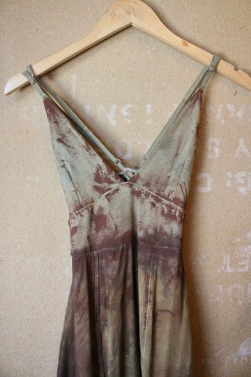 Small - OXIDATE Slit Dress 1- Made from Bamboo/Cotton/Spandex - Short length (dress for 5.5ft and shorter ) Hand painted - hand dyed & heat set