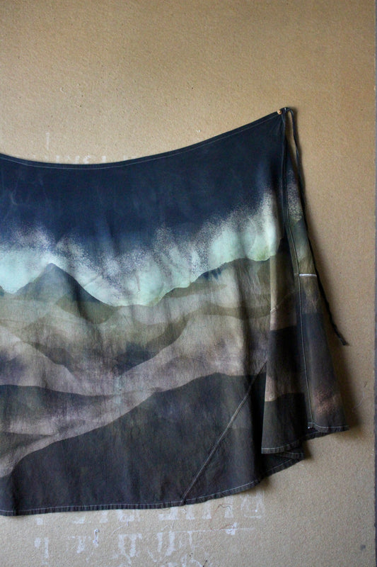 Small/Medium - OOAK Grand Risings- Lunadala Landscape Tapestry Wrap Skirt - Cotton Flower Clothing collab - 100% Cotton
