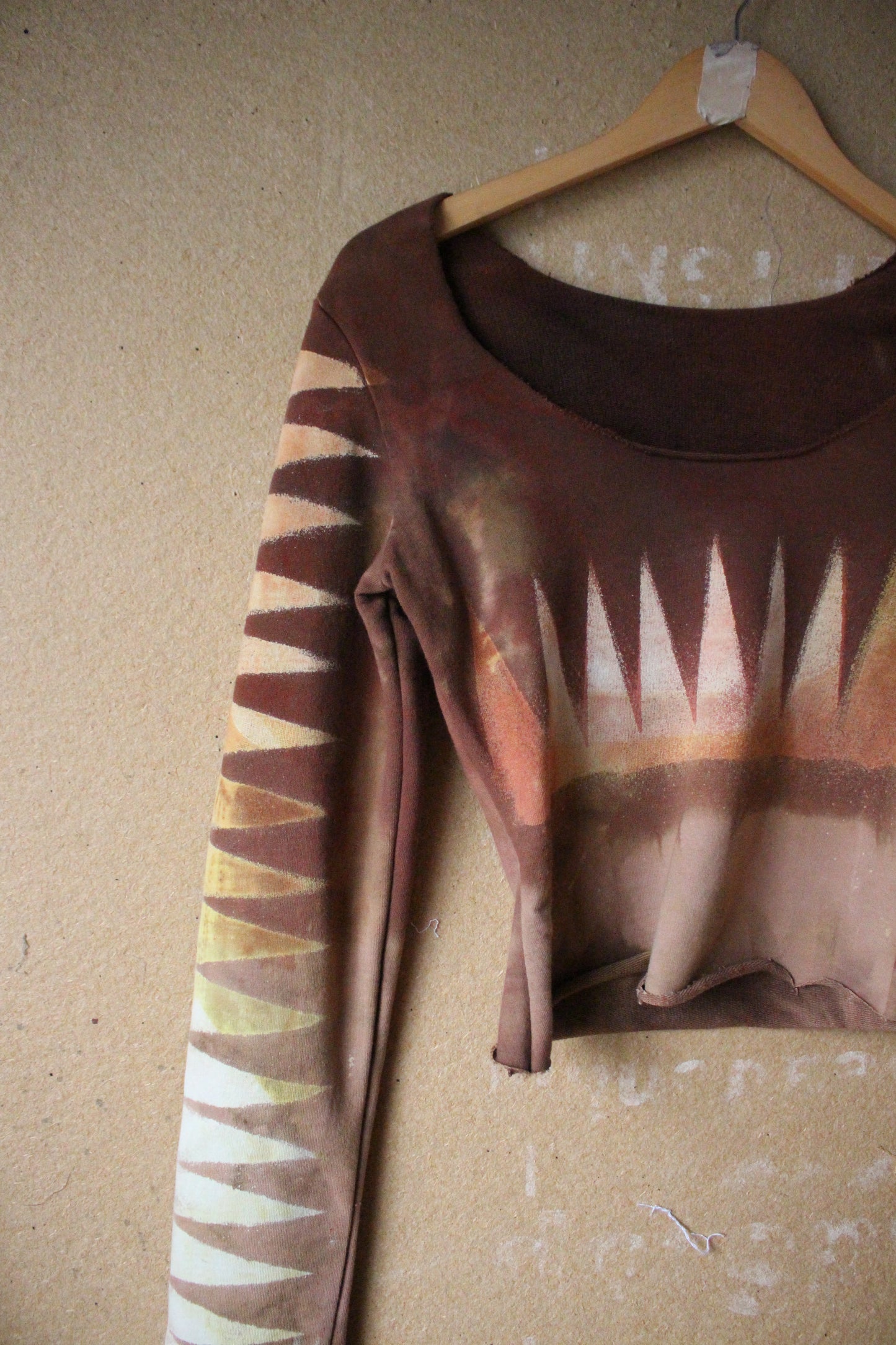 XS/S - Mountainous Long Sleeve Top - 100% Smooth soft thick heavy weight Cotton French terry - Deadstock