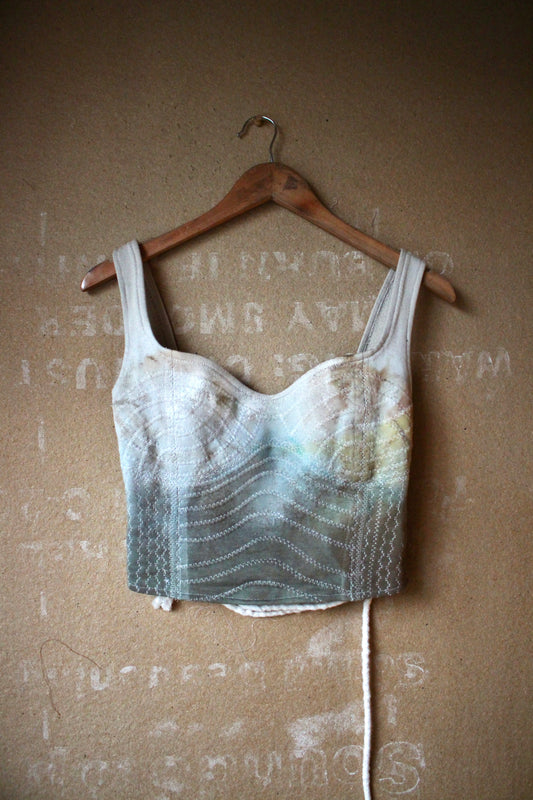 Small -The Garnierita Continuum Corset Top - Full Length- RTS - Sewing Machine Hand guided stitch details