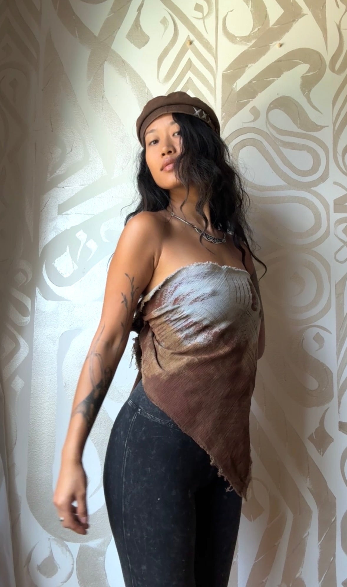 OXIDATE- Oversized Bandana Scarf Bandeau/head scarf -Free size -2 in stock Hand painted/dyed/screenprint ink- deadstock fabric - 100% open weave cotton