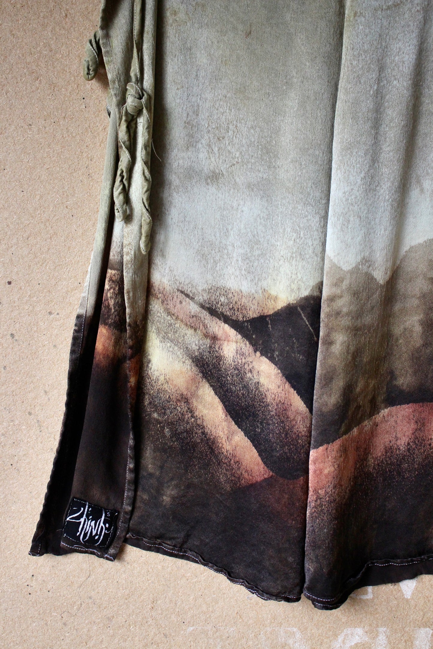 Small - Ominous Day Landscape Tapestry - Wrap skirt - MAde from Orange peel silk