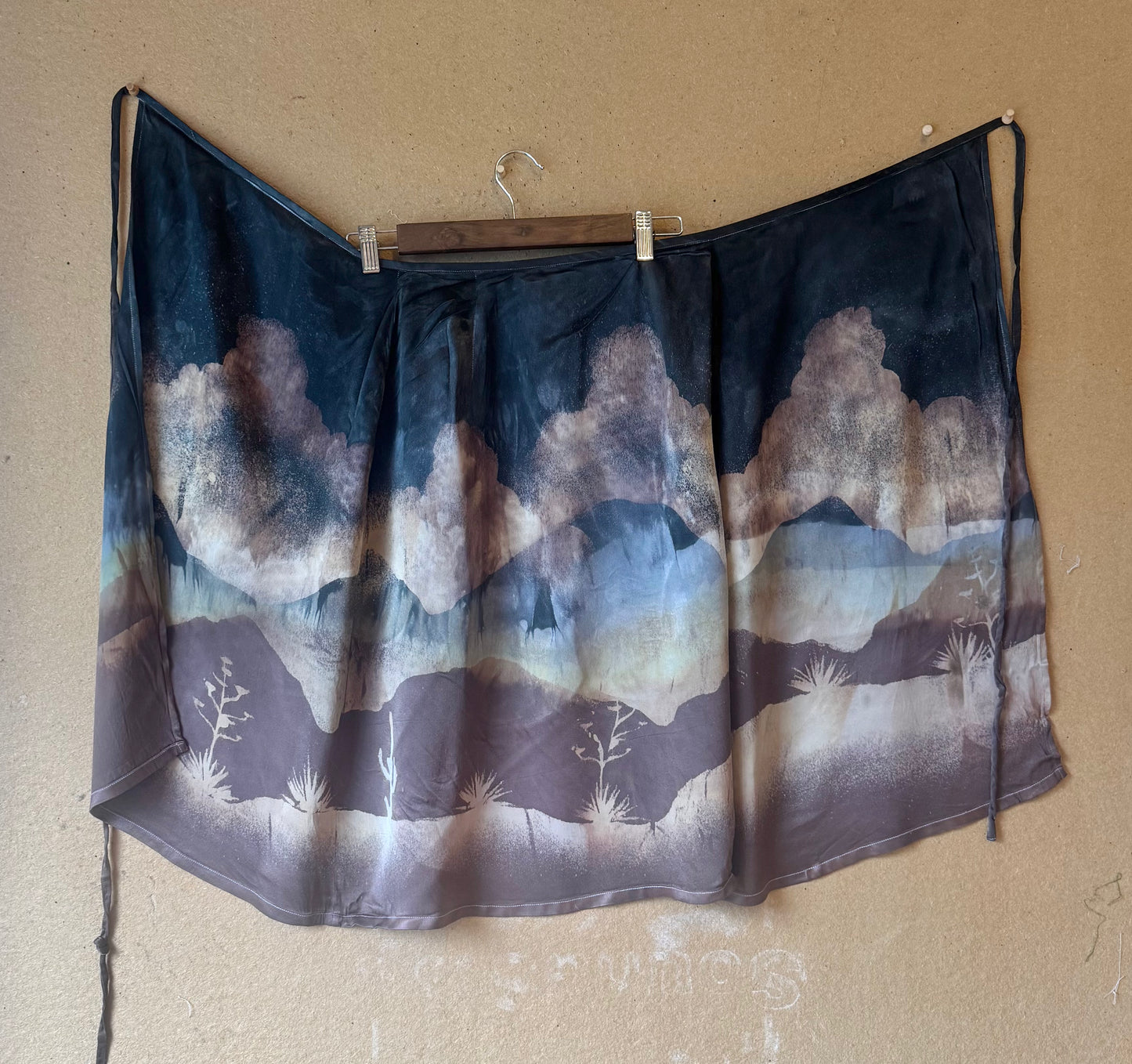S/M Storms Coming Tapestry Wrap Skirt - Made from Orange peel cellulose waste "Silk" - Luxurious fabric - OOAK