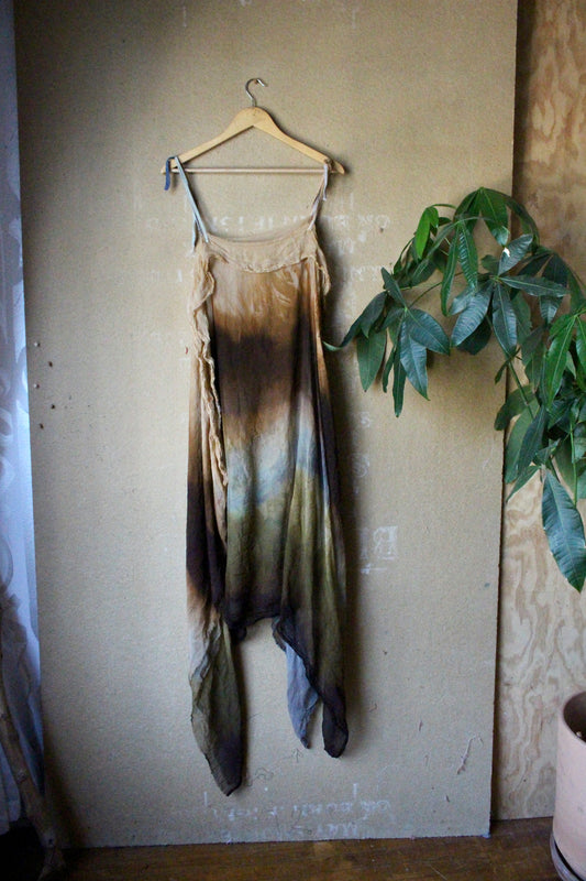 Free Size - Expanse Cover up Dress- 100% Dead stock Silk Chiffon - Hand dyed - Adjustable straps- winged-