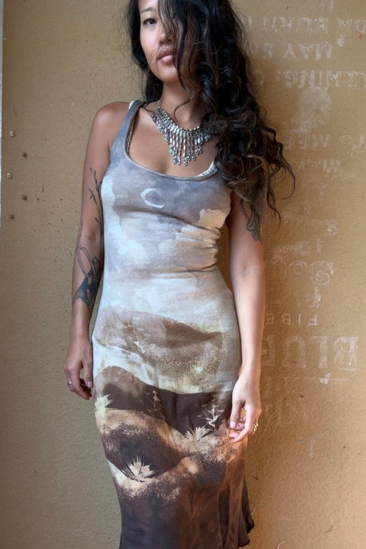 Fits Small/Medium -High Desert soothe -Tank Dress - super soft 100%cotton french terry - dead stock fabric