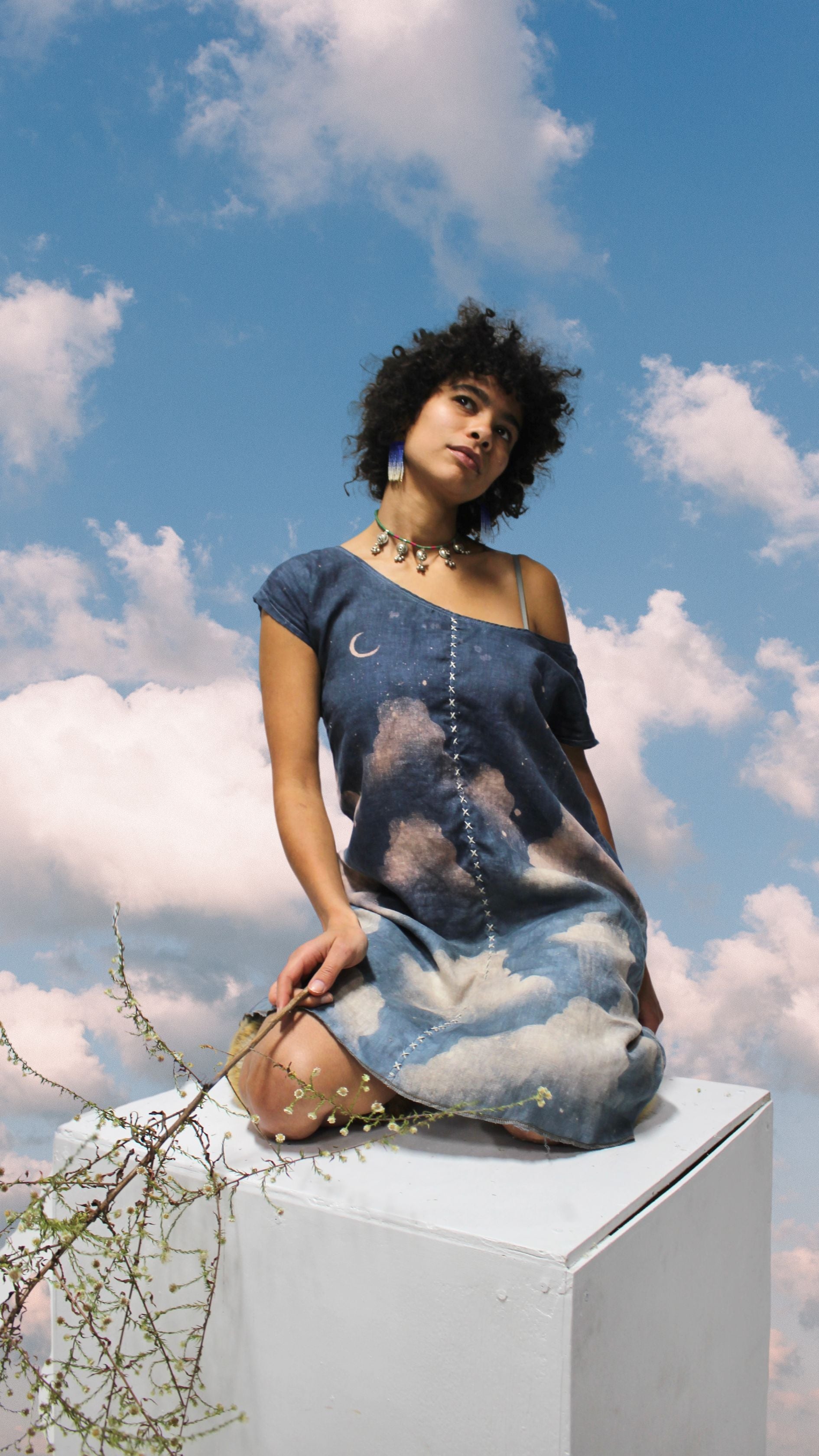 MTO(Made to Order) SMALL/MEDIUM - Blue Skies Organic Linen Dress - Han   Zhinh by Zo