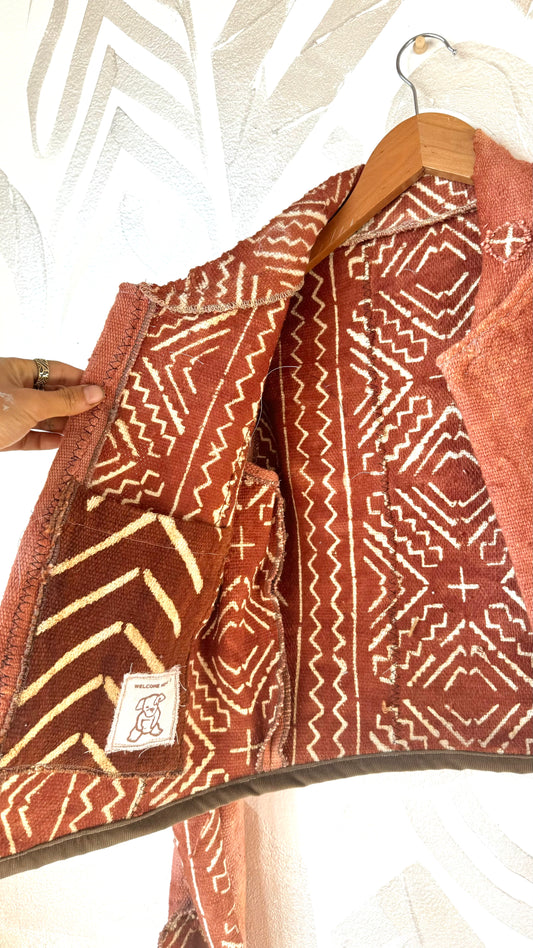 XSmall- Mudcloth Jacket 1 - Earthen Wear- Terracotta Tesselate