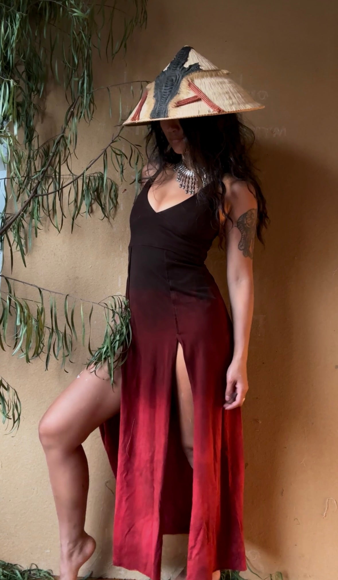 S -RTS - Charcoal Embers Slit Dress - unprinted- limited series - Short length- (for 5.5ft and under)65% Cotton/30% Bamboo/5%Spandex