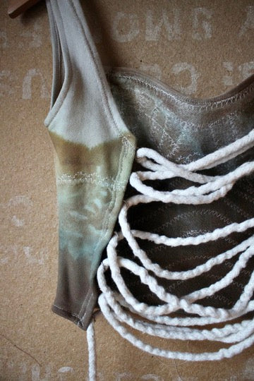 Small -The Garnierita Continuum Corset Top - Full Length- RTS - Sewing Machine Hand guided stitch details