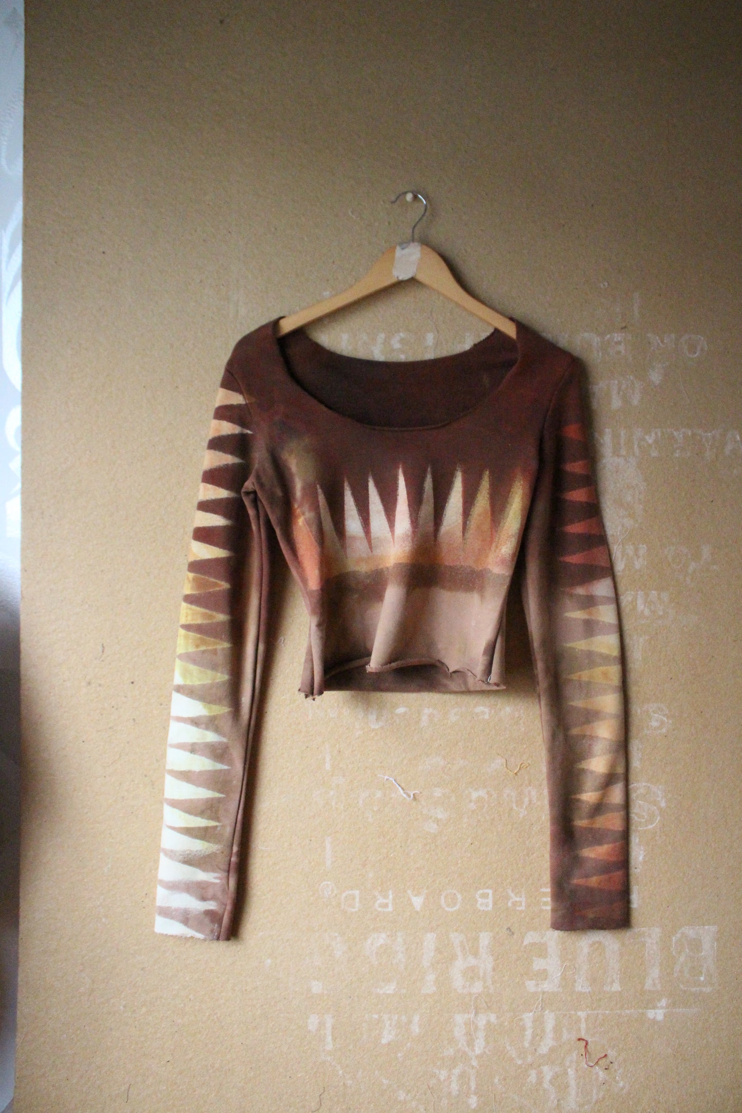 XS/S - Mountainous Long Sleeve Top - 100% Smooth soft thick heavy weight Cotton French terry - Deadstock