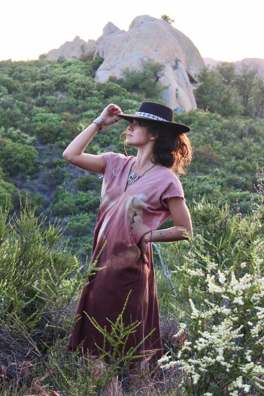 Mauve Clouds Henka Dress - 100% Unique novelty Cotton - Dead stock Fabric