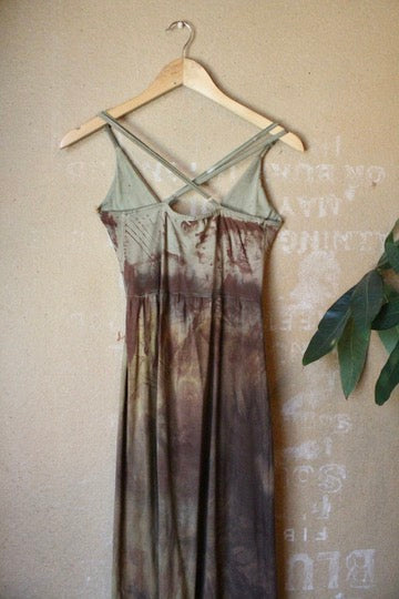 Small - OXIDATE Slit Dress 1- Made from Bamboo/Cotton/Spandex - Short length (dress for 5.5ft and shorter ) Hand painted - hand dyed & heat set