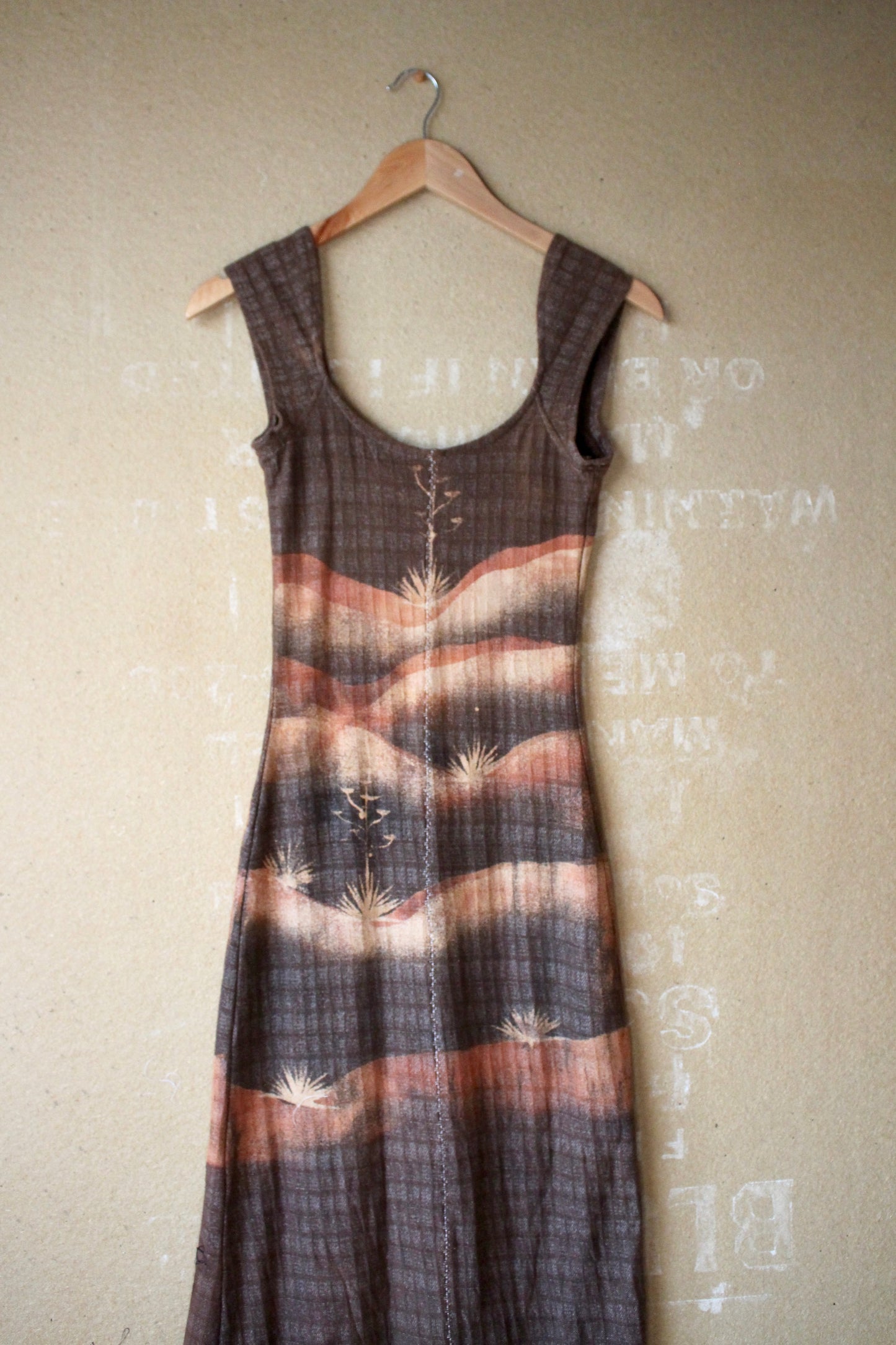 Small - OOAK Integration - Dark Brown Agave Fields Dress - 100% Gridded Woven Cotton - Deadstock - Super unique gridded textured fabric