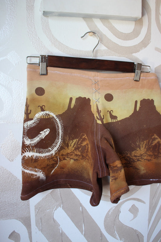 MEDIUM- Desert Sweat Shorts 6 - Hand embroidered details, Screen printed, Hand dyed- One of a kind
