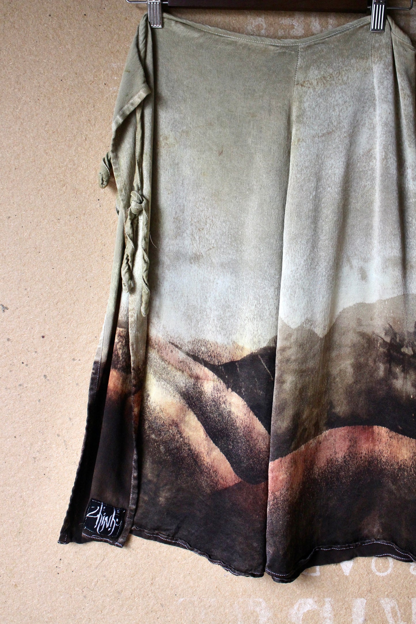Small - Ominous Day Landscape Tapestry - Wrap skirt - MAde from Orange peel silk
