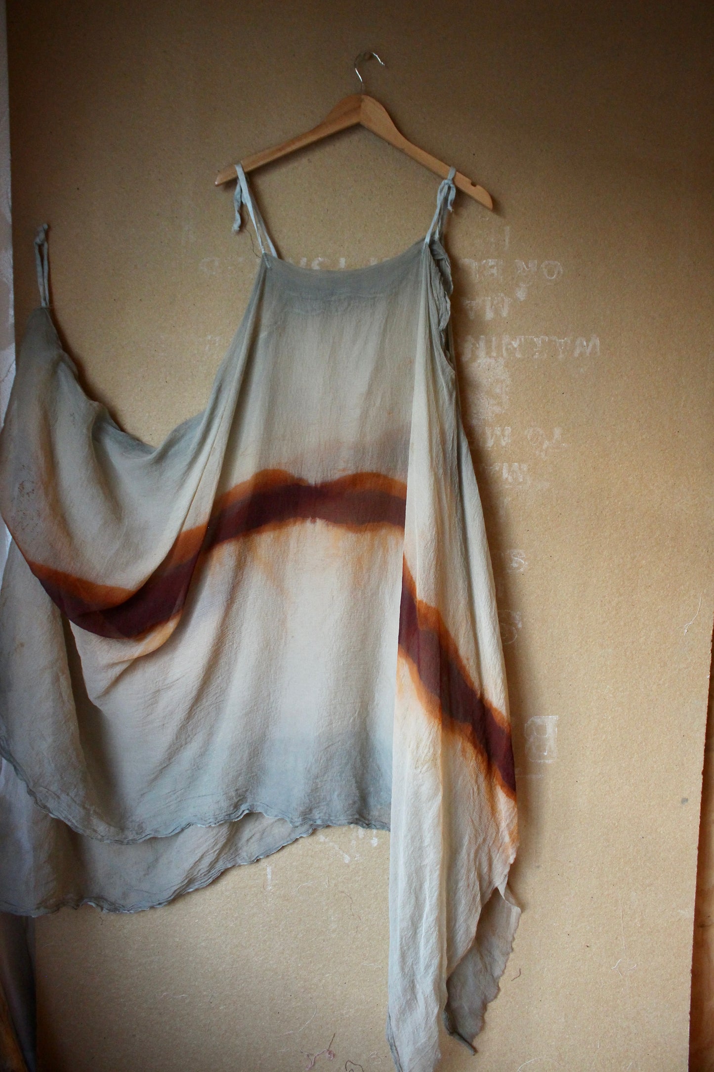 Free Size- Sunset Horizon on the Lake- EXPANSE 100% dead stock Silk Chiffon Cover up Dress- Adjustable straps