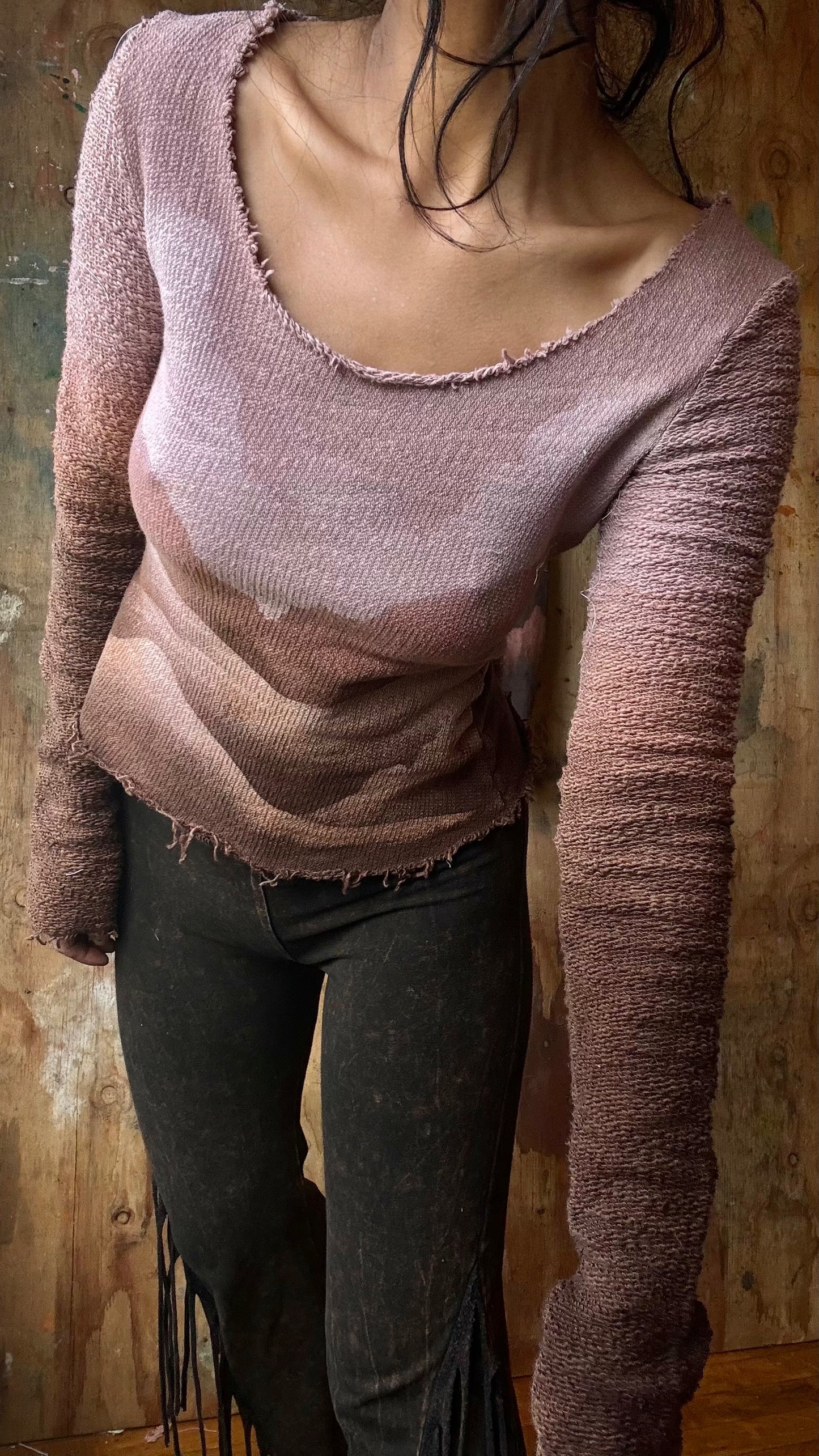 Small Long Sleeve TOP- Thick Organic Cotton Italian French Terry - Light weight - Warm Cozy- Dead stock fabric -regenerative Handcrafted fashion- Integration Zhinh Collection (Copy)