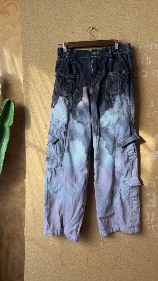 Size 27 - Smokey Cloudy Sky- 100% cotton Cargo pants BDG -regenerazhinh~ thick sturdy heavy weight - utility