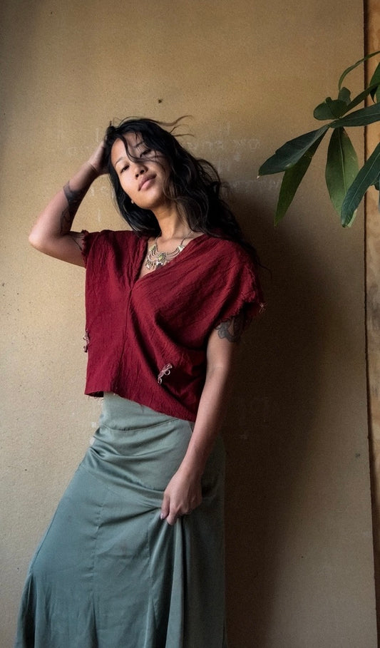 MTO(Made to Order) - The Great Bleed - Henka Top - Organic Rain fed hand woven Kala Cotton- Hand dyed (Copy)