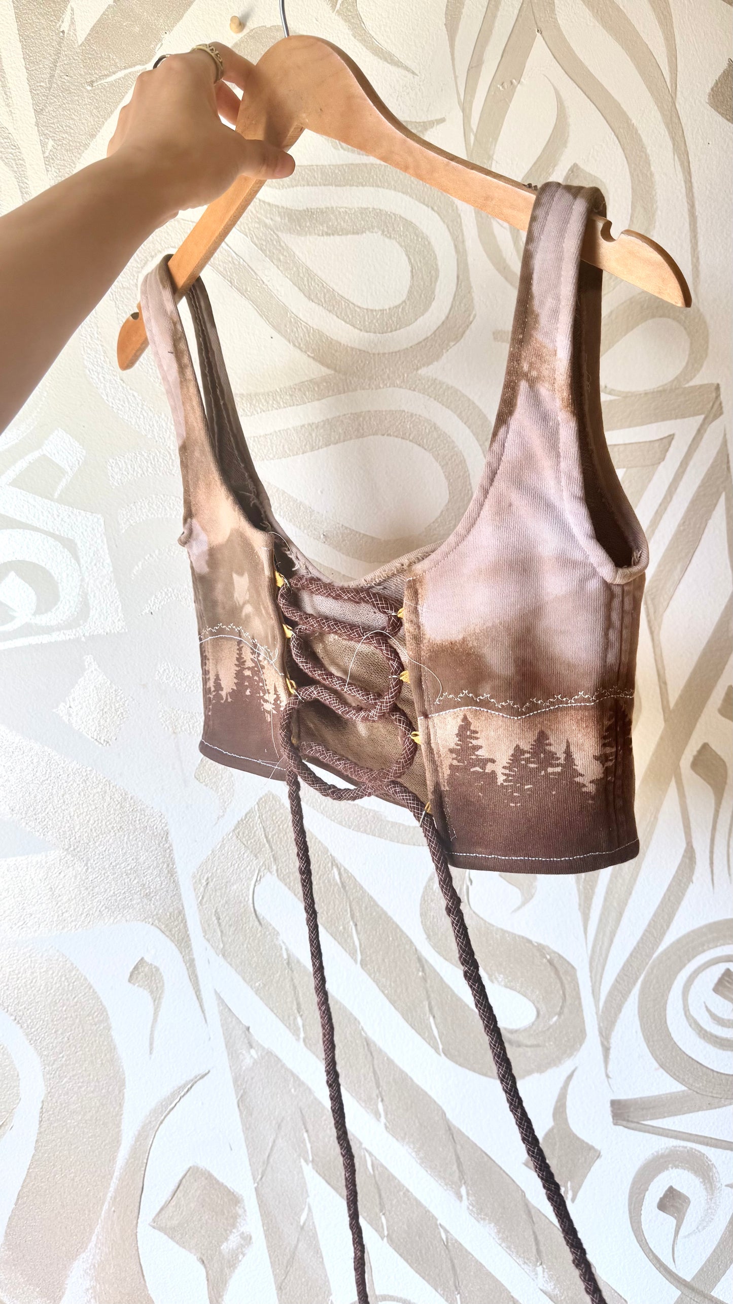 MTO slot - Mauve Dusty Blush pink Forest Corset Bustier Top - XS - XL