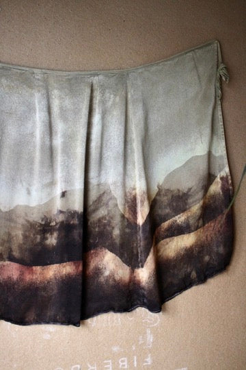 Small - Ominous Day Landscape Tapestry - Wrap skirt - MAde from Orange peel silk