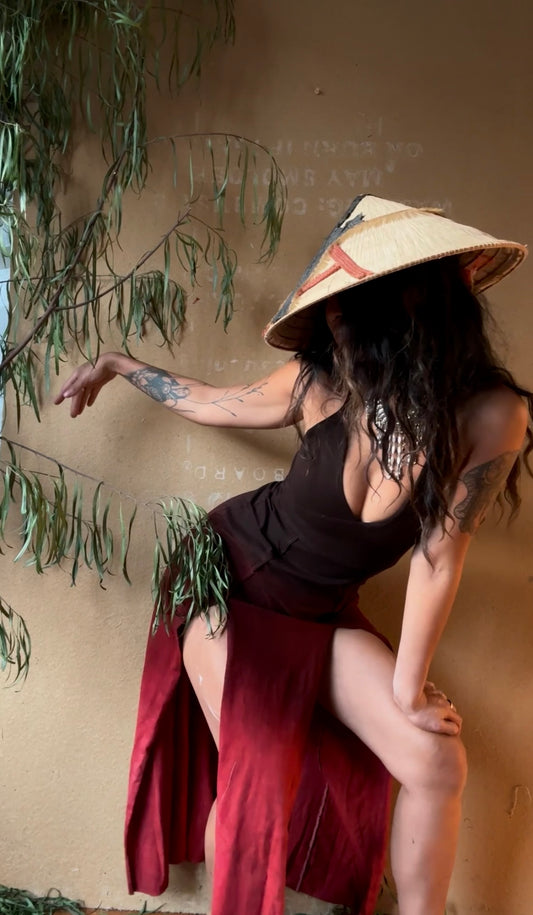 S -RTS - Charcoal Embers Slit Dress - unprinted- limited series - Short length- (for 5.5ft and under)65% Cotton/30% Bamboo/5%Spandex