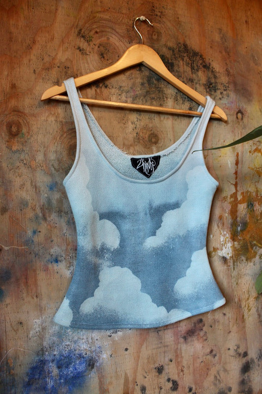 Pre-Order - Blue Skies Cloud Tank Top - Dead stock Organic Cotton French Terry