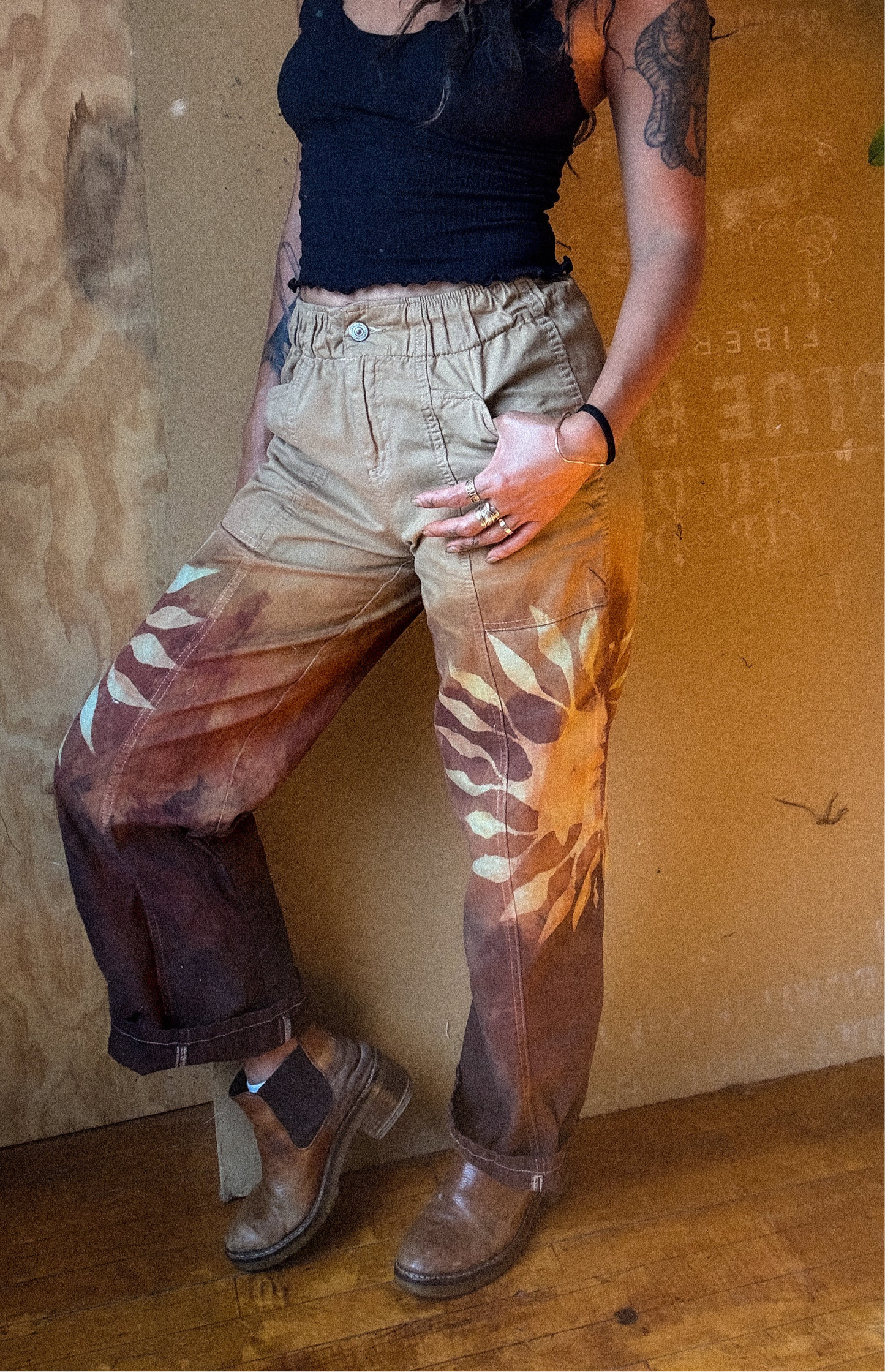 NEW! Small - Solar Pants - 100% cotton - upcycled - regenera-Zhinh OOAK