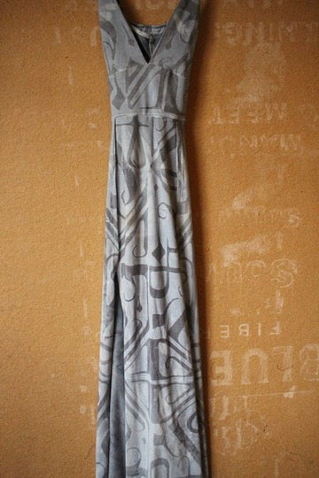 XS - Clay Blue Slit Dress - Darkoski Collaboration - Limited Series- Whispering HeartDeadstock Fabric