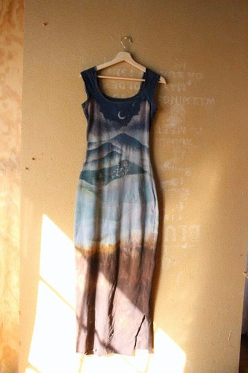 Small/Medium - Midnight on the Mountain- Maxi Basket Dress