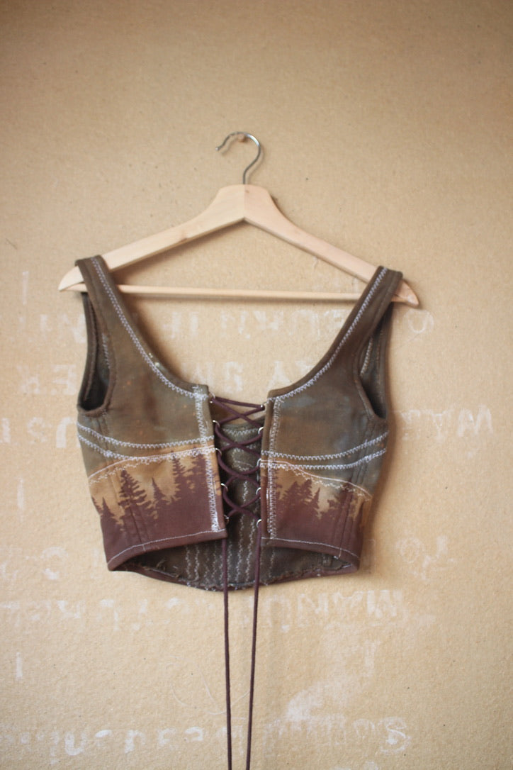 New! Small Corset- Rugspell sister corset- 100% Thick Sturdy French Terry Cotton- Deadstock fabric- Tie back