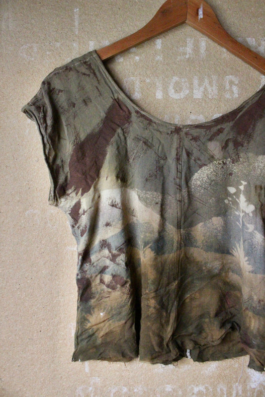 New! Small - Oxidate T shirt collection - Super Light weight Airy 100 % cotton- deadstock Slightly Cropped T- shirt- ready to ship