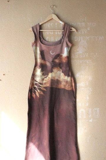 Small - "See you To-MAUVE-o" Basket Dress - Mauve/blush pink -Lunadala print - Hand dyed - 96% Cotton 4%SPandex - Heavy weight - stretchy - Sturdy