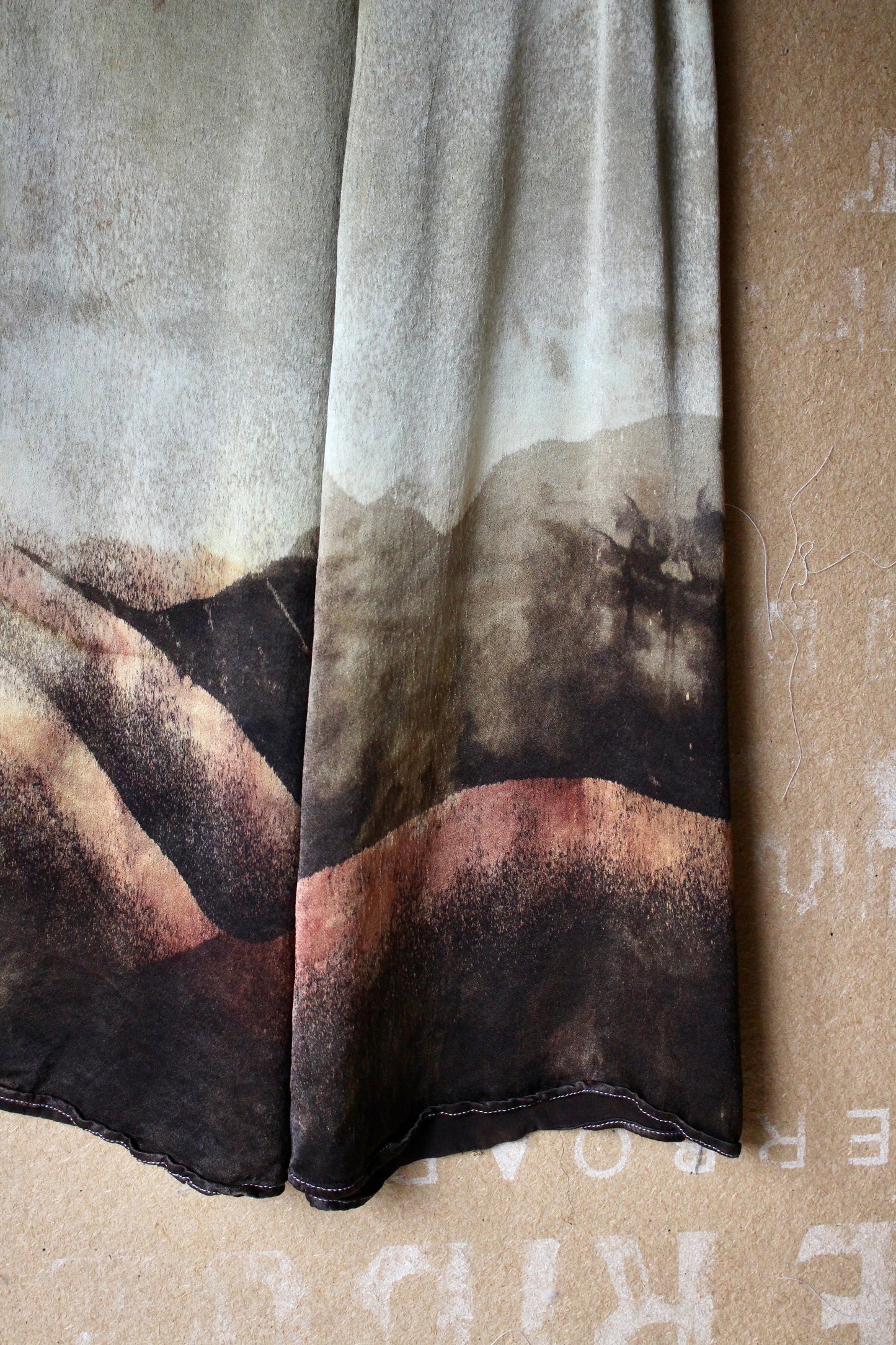 Small - Ominous Day Landscape Tapestry - Wrap skirt - MAde from Orange peel silk