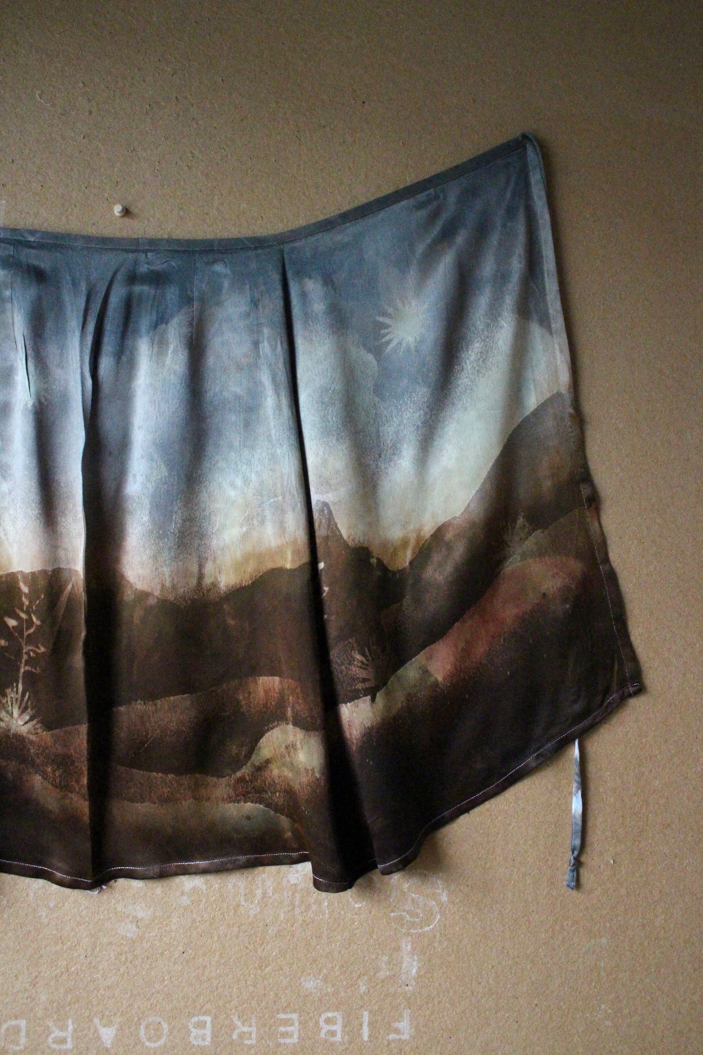 S/M - Landscape Tapestry Wrap Skirt - Orange Peel "silk"