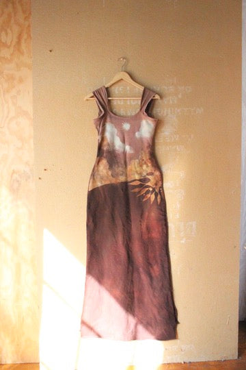 Small - "See you To-MAUVE-o" Basket Dress - Mauve/blush pink -Lunadala print - Hand dyed - 96% Cotton 4%SPandex - Heavy weight - stretchy - Sturdy