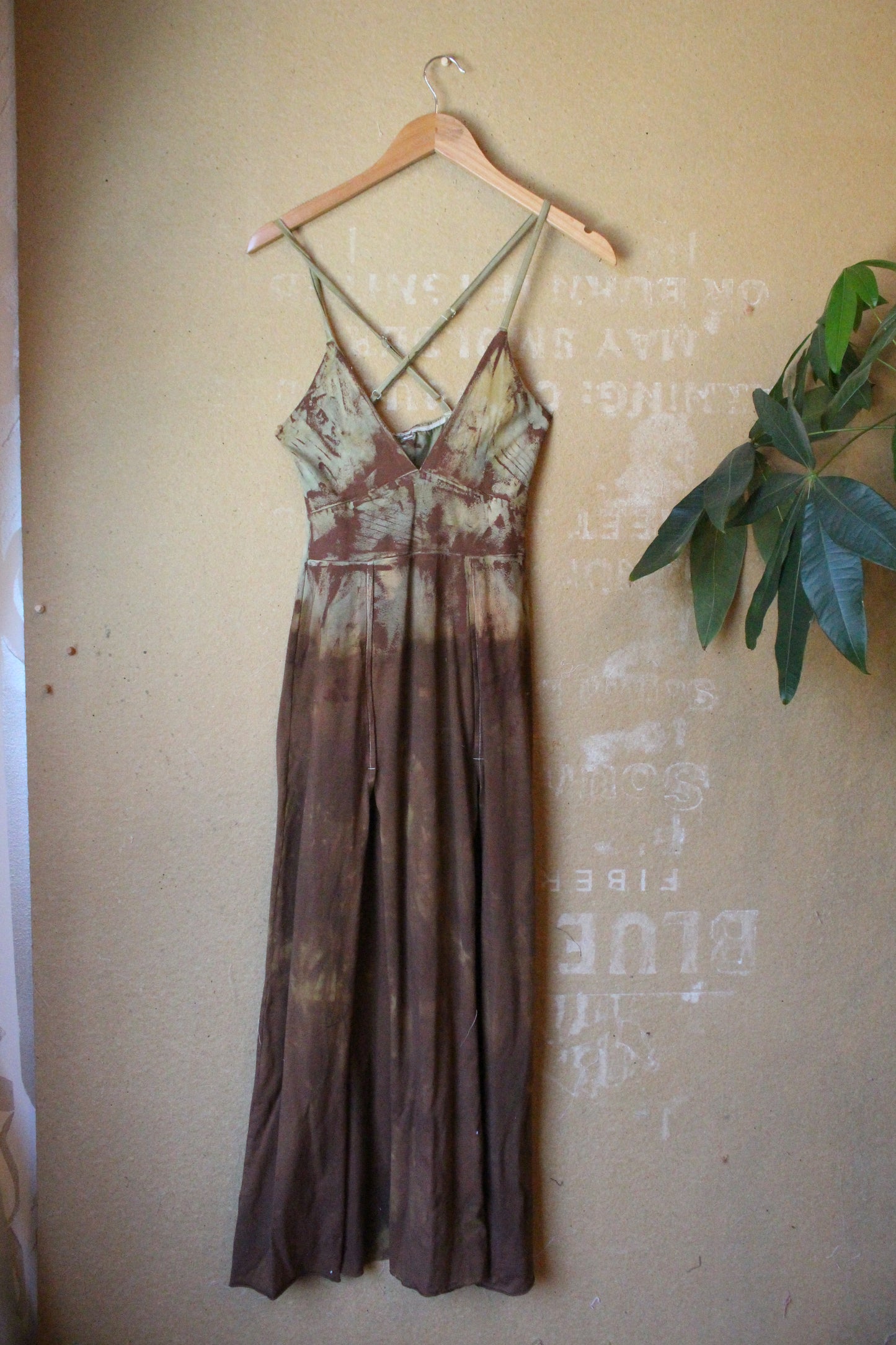 Small- OXIDATE Slit Dress 3- Made from Bamboo/Cotton/Spandex - Short length (dress for 5.5ft and shorter ) Hand painted - hand dyed & heat set