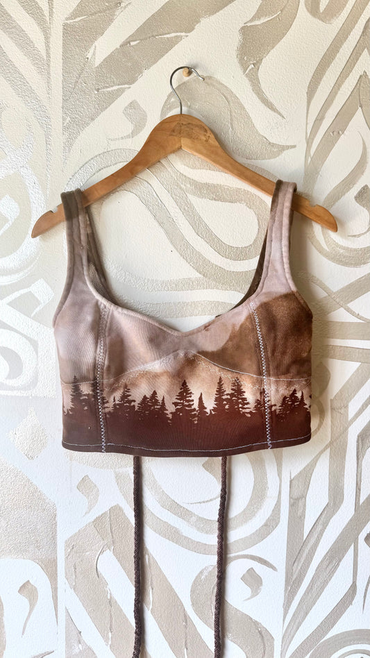 MTO slot - Mauve Dusty Blush pink Forest Corset Bustier Top - XS - XL