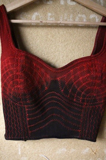 XS-Small - Charcoal Embers Continuum Corset Top - 100% thick heavy weight cotton french terry - Deadstock -Regenera-zhinh