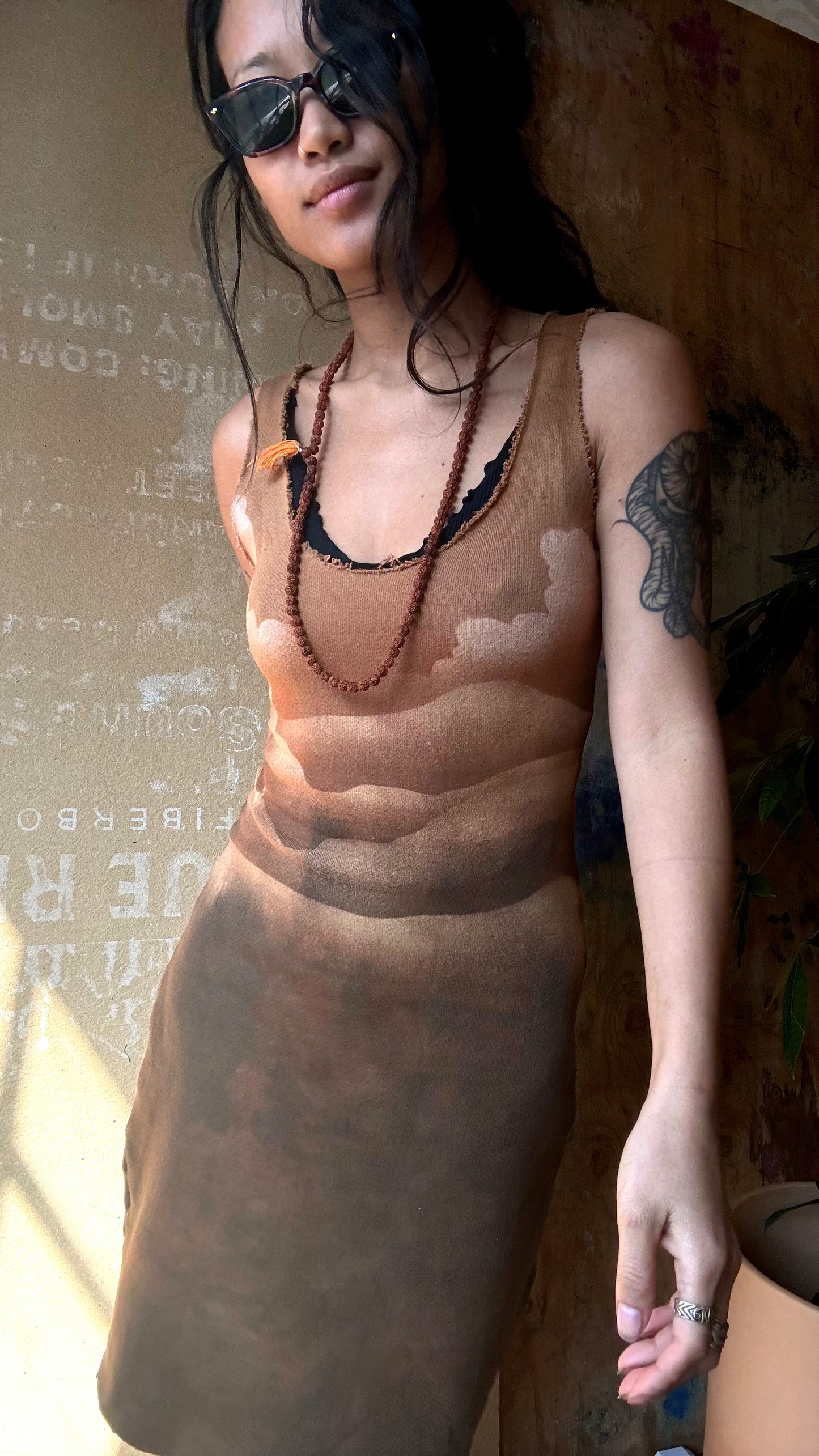 Small- Rusty Risings Dress Organic Cotton French Terry - Light weight - Warm Cozy- Dead stock fabric -regenerative Handcrafted fashion- Integration Zhinh Collection