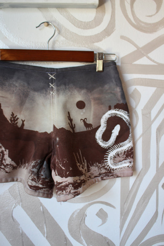 MEDIUM- Desert Sweat Shorts 3 - Hand embroidered details, Screen printed, Hand dyed- One of a kind (Copy) (Copy)