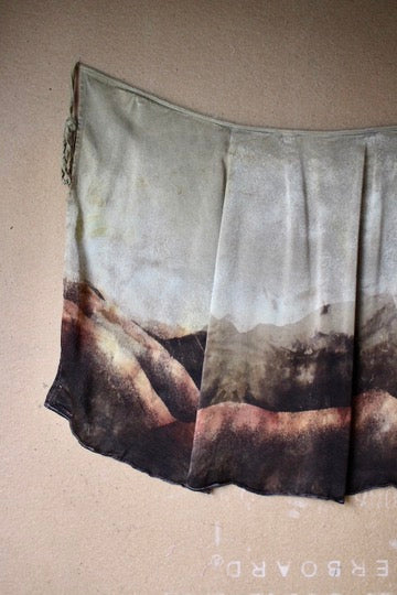 Small - Ominous Day Landscape Tapestry - Wrap skirt - MAde from Orange peel silk