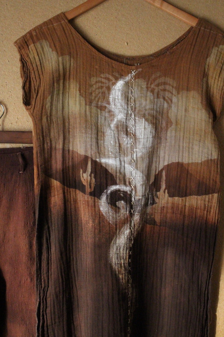 XS/ Small - Desert Winds Carry the Message - Tunic Top 100% Cotton Gauze - Side slits