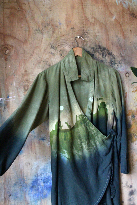 Small/Medium- Aloe Vera Wrap top - Succulent Energy - Screen Printed Fabric- Made from Organic Aloe Vera Agricultural waste