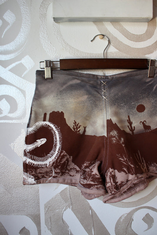 MEDIUM- Desert Sweat Shorts 6 - Hand embroidered details, Screen printed, Hand dyed- One of a kind