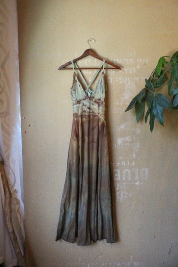 Medium- OXIDATE Slit Dress 4- Made from Bamboo/Cotton/Spandex - Short length (dress for 5.5ft and shorter ) Hand painted - hand dyed & heat set