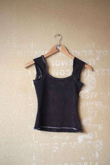 XS - Serpent Skeleton Basket top - Charcoal/brown/red hues - 96% cotton 4%Spandex