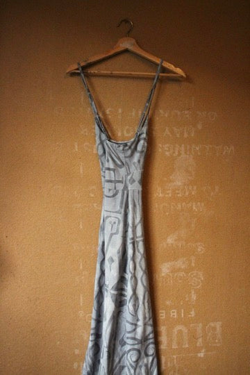 XS - Clay Blue Slit Dress - Darkoski Collaboration - Limited Series- Whispering HeartDeadstock Fabric