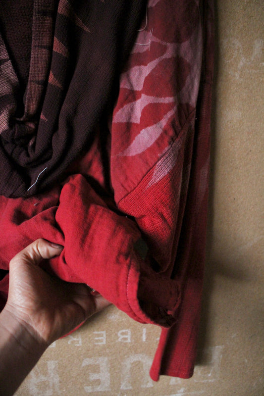 Medium - Embers LunaDala - Mountainous hood -Slouchy Long sleeve Hoodie - Oversized Hoodie - 100% Triiple Layered heavy weight oRganic cotton Gauze - Warm - Cotton open weave sleeves and hood