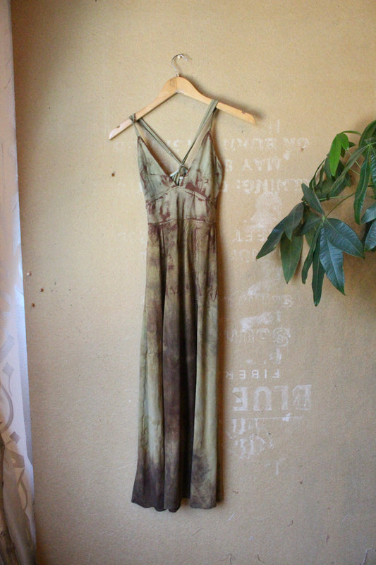 Small - OXIDATE Slit Dress 2- Made from Bamboo/Cotton/Spandex - Short length (dress for 5.5ft and shorter ) Hand painted - hand dyed & heat set (Copy)